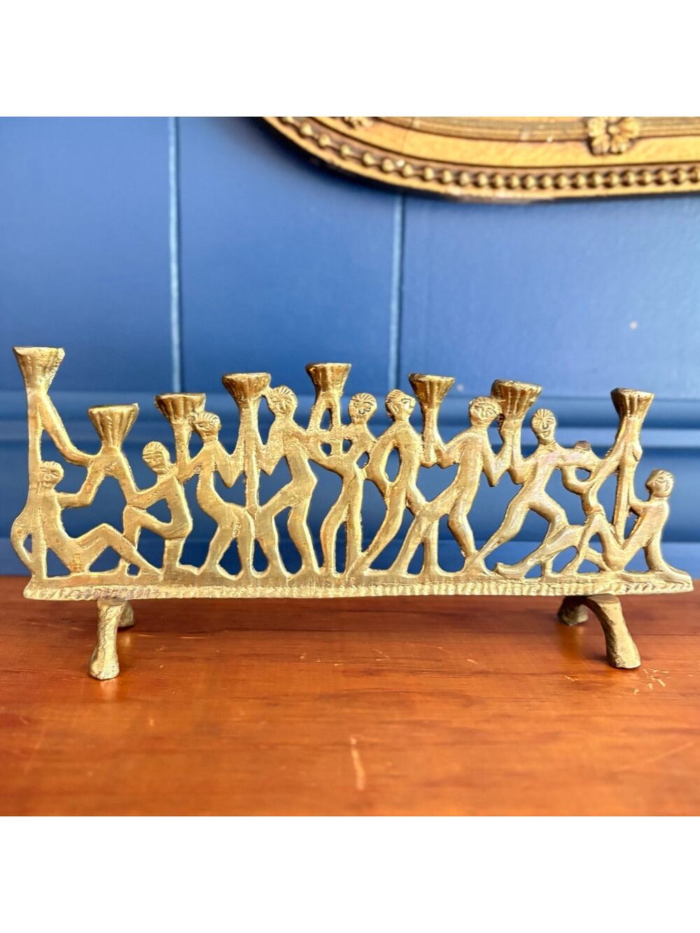 VTG Brass Candle Holder MCM ,Candelabra ,9 Light Menorah Candlestick